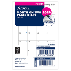Filofax 2024 Pocket Month on Two Pages Block Format